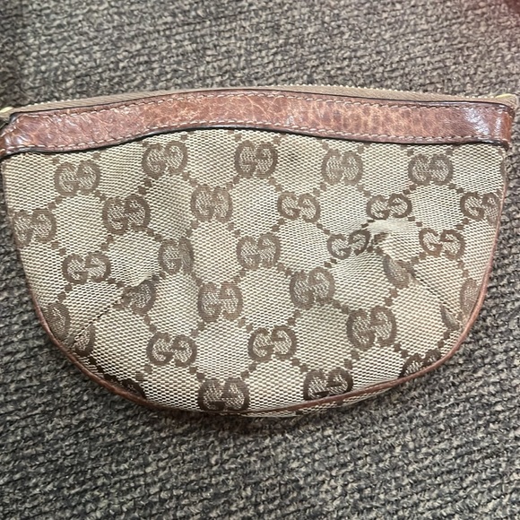 Gucci Vintage Guccissima Brown Leather Bamboo Wristlet. - Picture 9 of 10